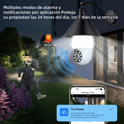 Cámara de Seguridad Wifi HD 360° con Visión Nocturna y Alarma - 2 Piezas - Metacompras