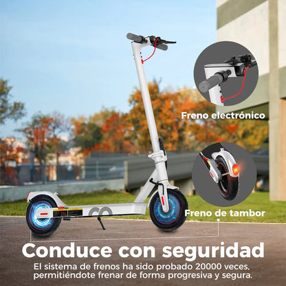 Scooter Eléctrico Plegable 25km/h con Neumáticos de 8.5'' y LED - Metacompras