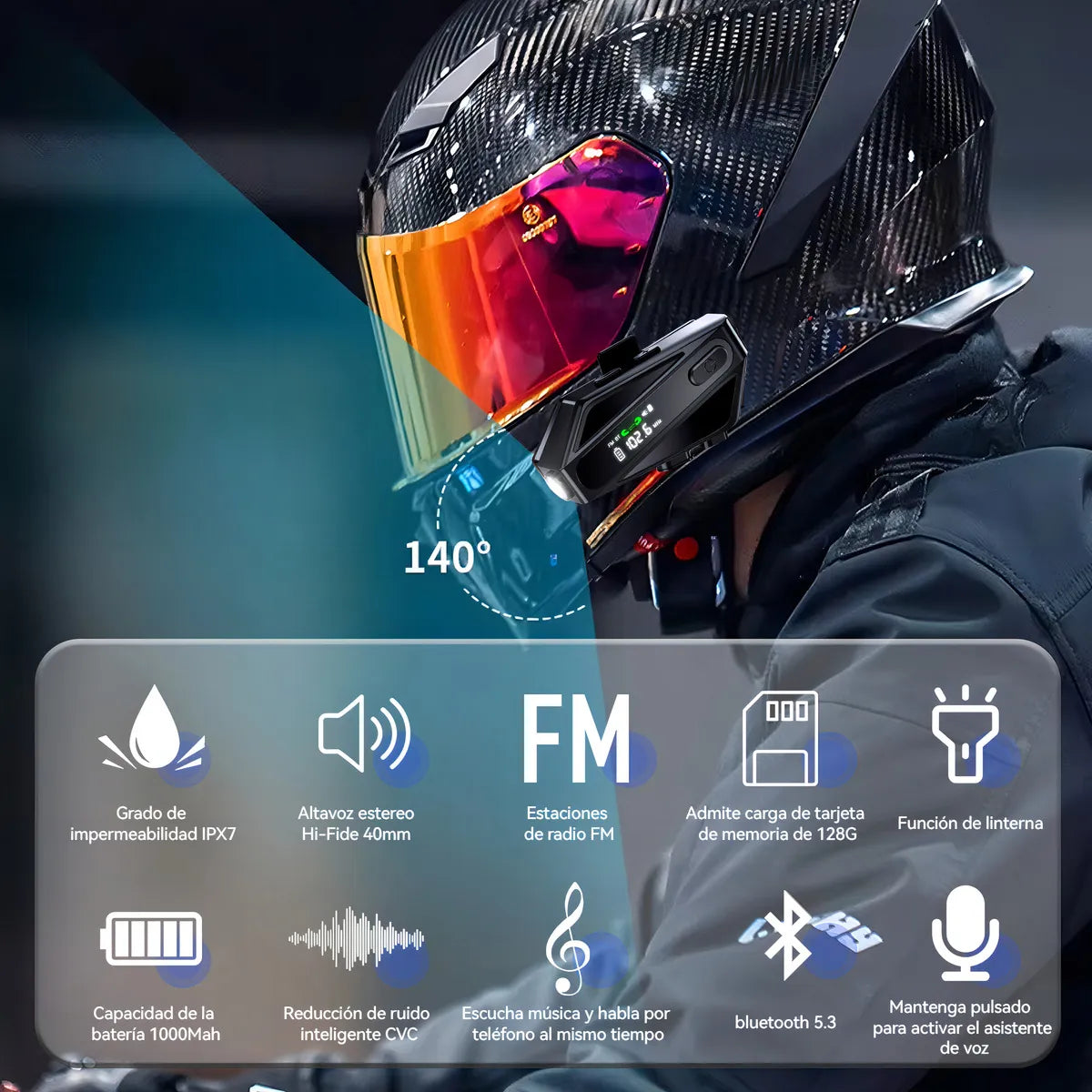 Intercomunicadores Bluetooth para Moto - Alcance 800m, IPX7, 2 Piezas
