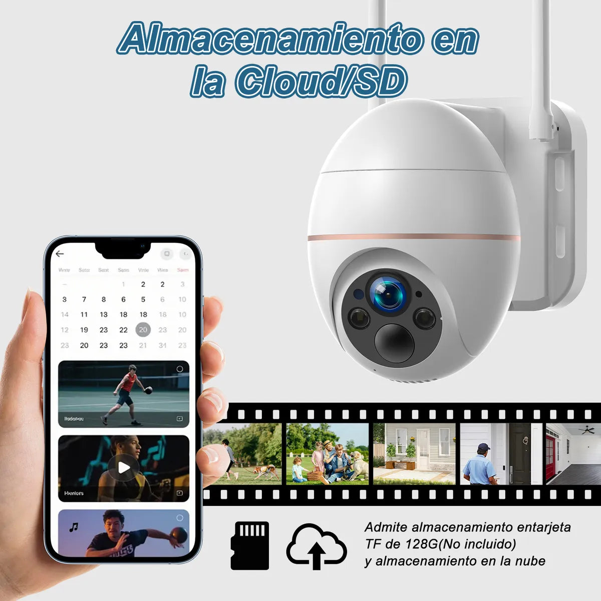 Cámara de Seguridad Wifi Exterior 5MP HD con Visión Nocturna LED