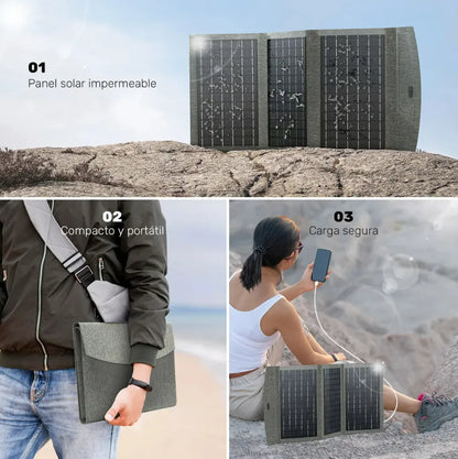 Cargador Solar Portátil 30W Impermeable IP65 con Interfaz Tipo-C - Metacompras