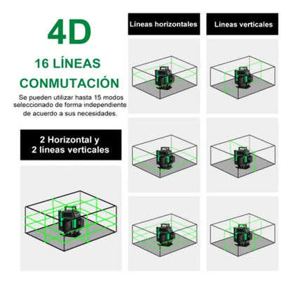 Nivelador de Lazer Autonivelante 360° con 16 Líneas para Precisión Perfecta - Metacompras