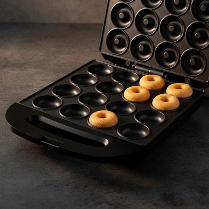 Máquina Eléctrica para Mini Donas Antiadherente 16 Rosquillas Negra