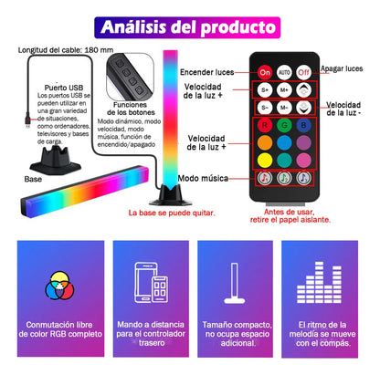 Tira LED RGB Inteligente para Cuarto Neon - Paquete de 2 Piezas 32cm