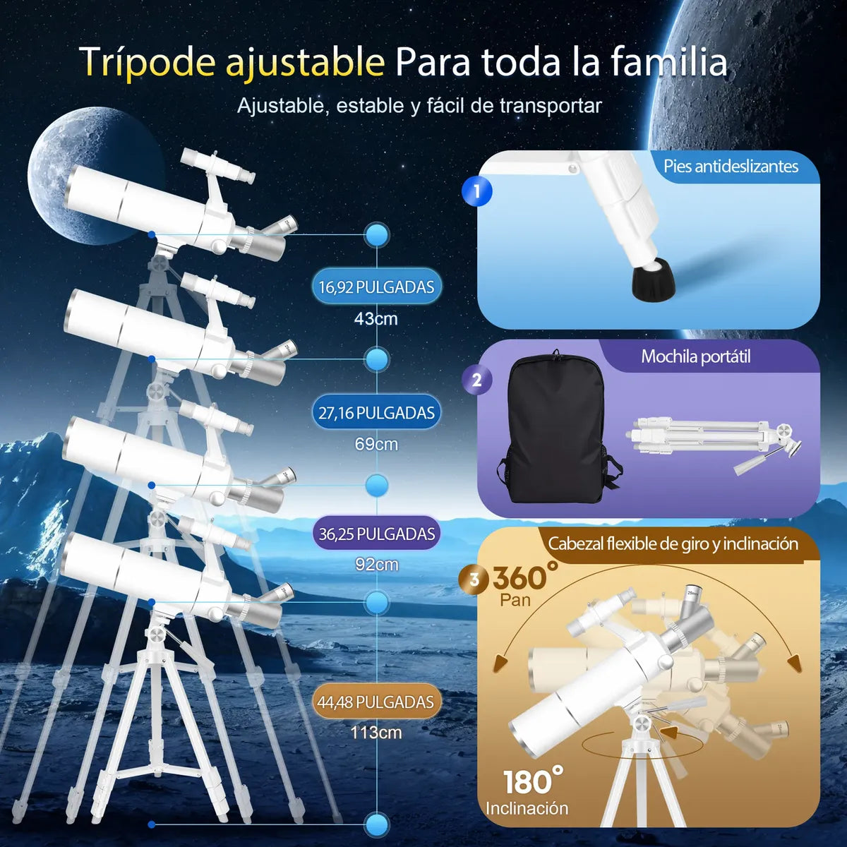 Telescopio 80mm con Mochila y Soporte para Celular - Exploración Astronómica Familiar