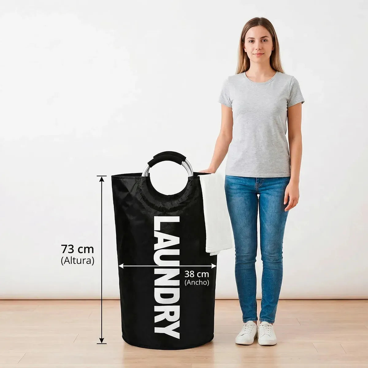 Cesto Plegable para Ropa Sucia con Agarre - Organizador de Lavandería