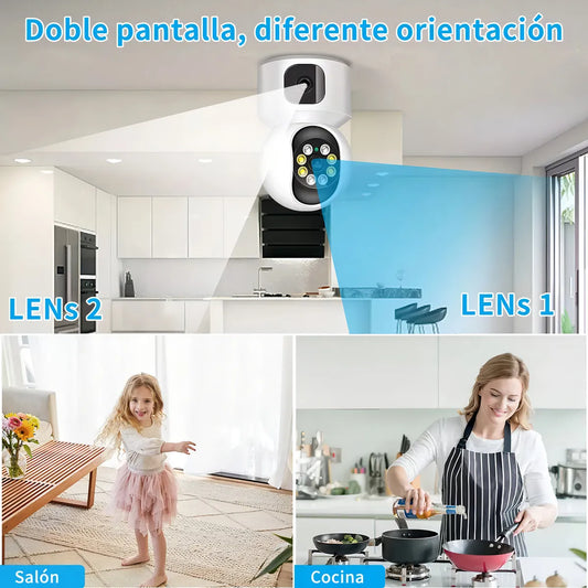 Cámara de Seguridad Full HD Doble Pantalla con Alarma Integrada - Metacompras