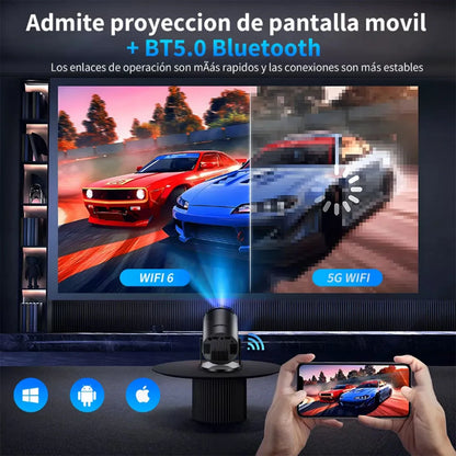Proyector LED Mini Portátil 1080p HD con Wifi y Bluetooth Compacto