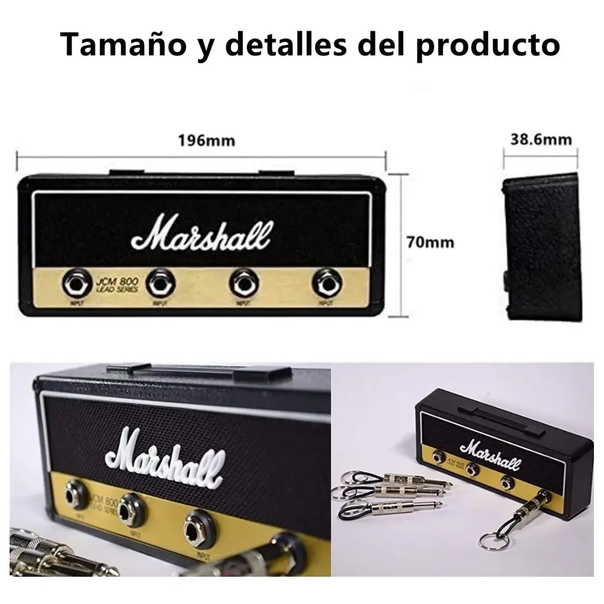 Amplifier-Style Wall Key Holder with Rocker Keychains