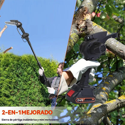 Sierra De Pértiga Mini Ajustable 2 En 1 2,3m + Paquete de Baterías 2pcs