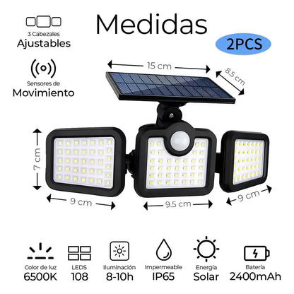 Kit de 2 Lámparas Solares LED para Paredes Exteriores con Sensor