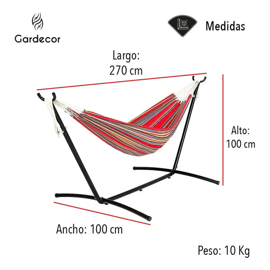 Hamaca Portátil Colgante con Soporte de Acero para Jardín y Relax