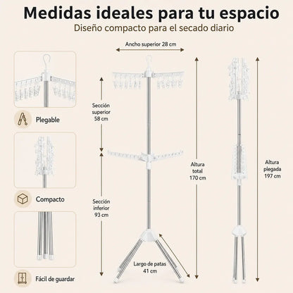 Tendedero Plegable Portátil con Alta Capacidad para Secar Ropa