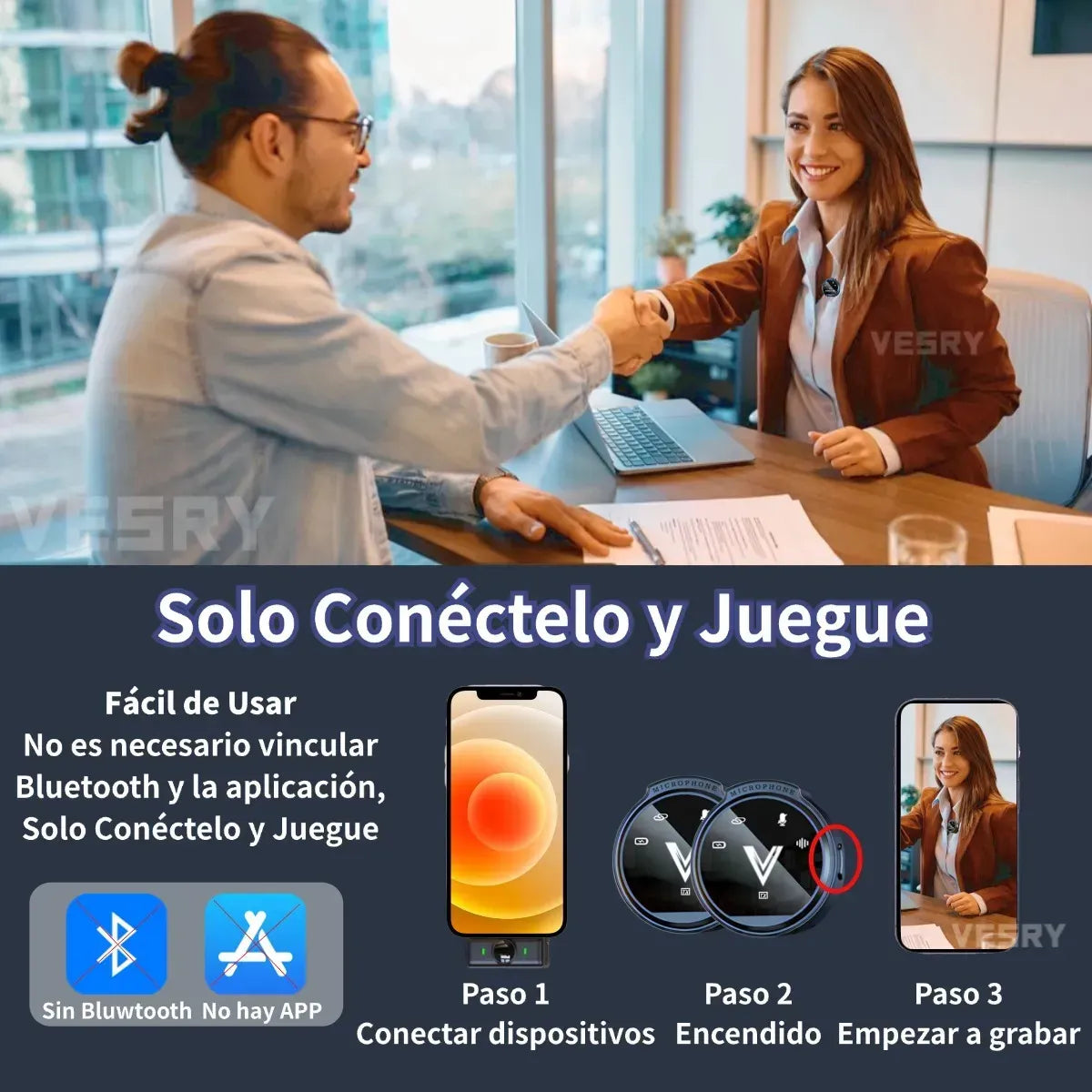 Micrófono Lavalier Inalámbrico Dual con Reducción de Ruido y Estuche de Carga