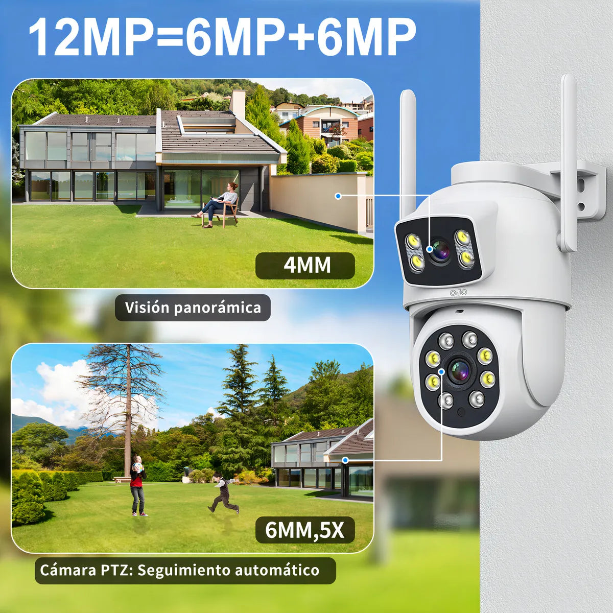 Cámara de Vigilancia Exterior 4K con Doble Pantalla 8MP - Metacompras