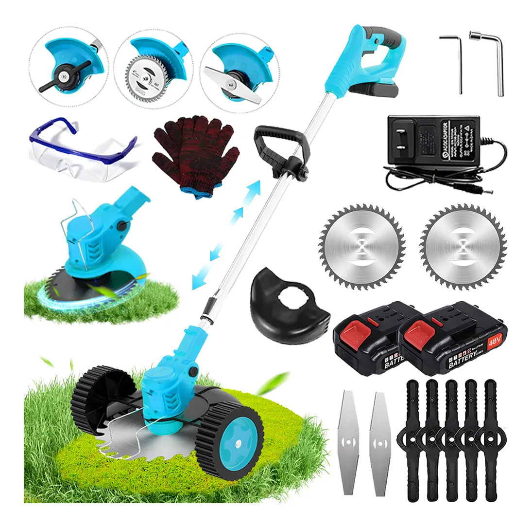 Desbrozadora Inalámbrica 48V 1800W con Batería y Ruedas - Kit Completo