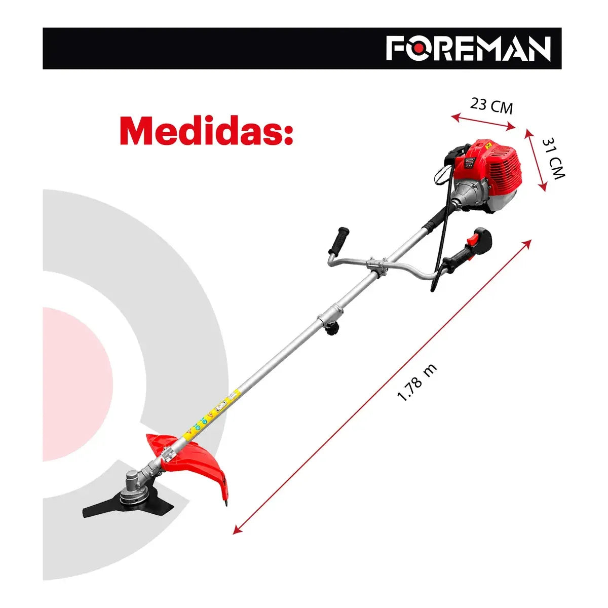 Desbrozadora Gasolina 52cc 2.5hp con Accesorios para Jardín Cuidados