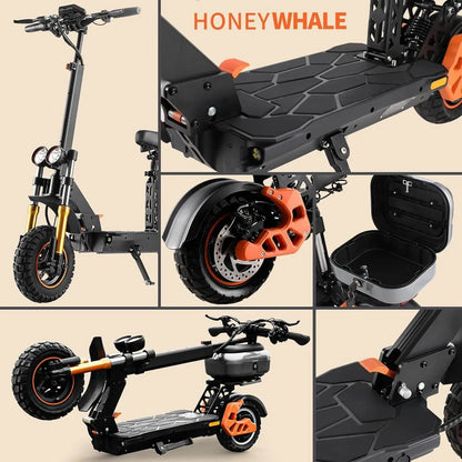 Scooter Eléctrico Plegable 1000W 60km Autonomía con Asiento y Maletero - Metacompras