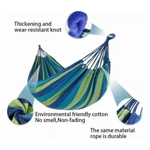 Hamaca de Algodón para Jardín y Camping con Kit de Instalación