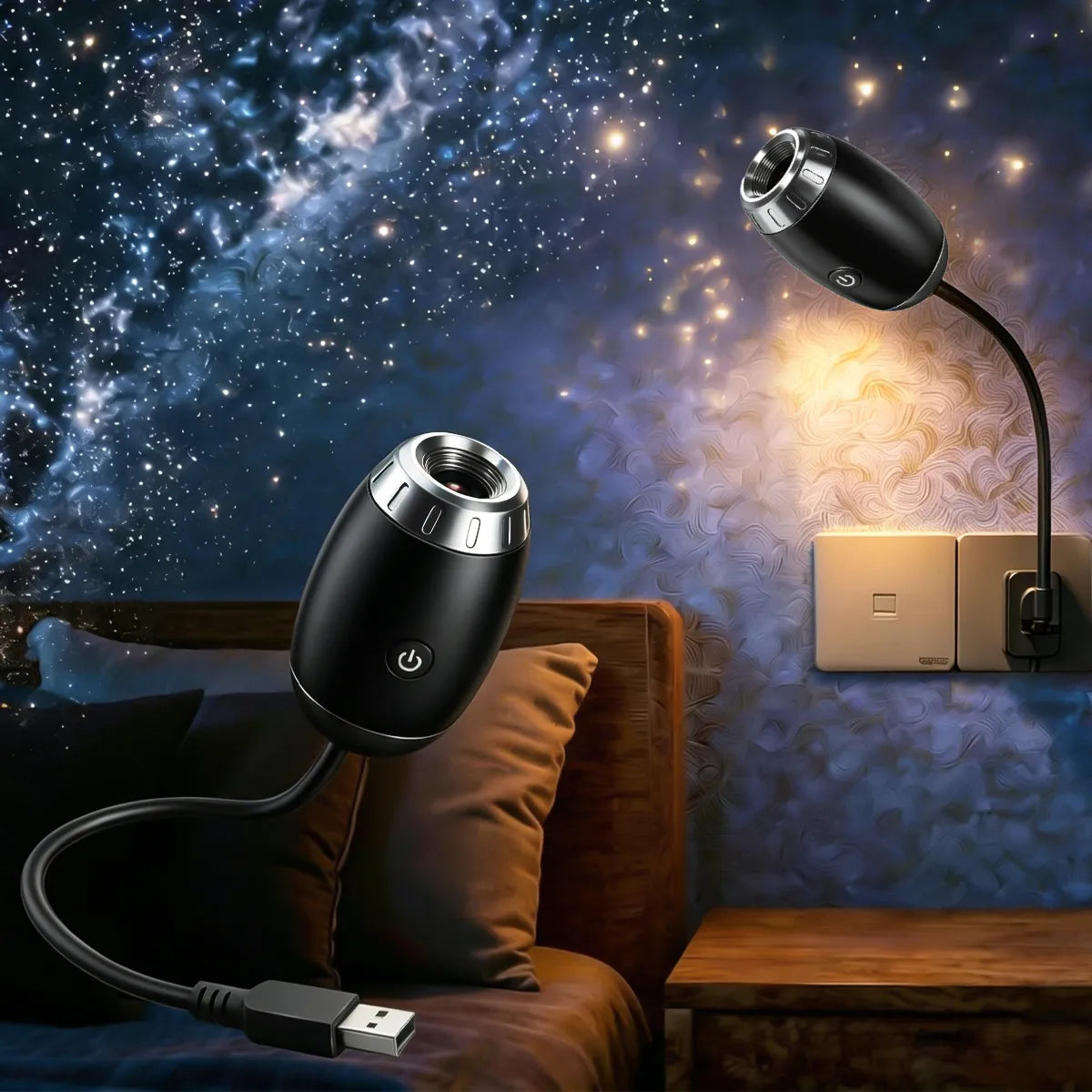 Proyector de Estrellas Luz Nocturna USB para Crear Ambientes Mágicos