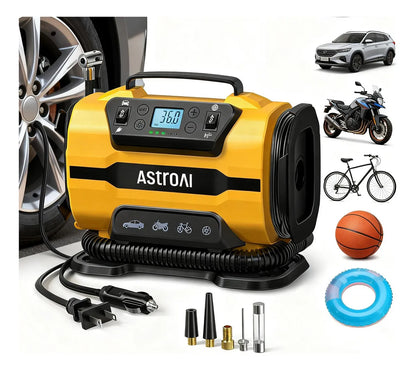 Compresor de Aire Portátil 160 Psi con Medidor de Presión Dual 12V y 110V - Metacompras