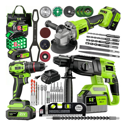 Rotomartillo Inalámbrico 21V Profesional con Kit Completo 3en1 y Accesorios