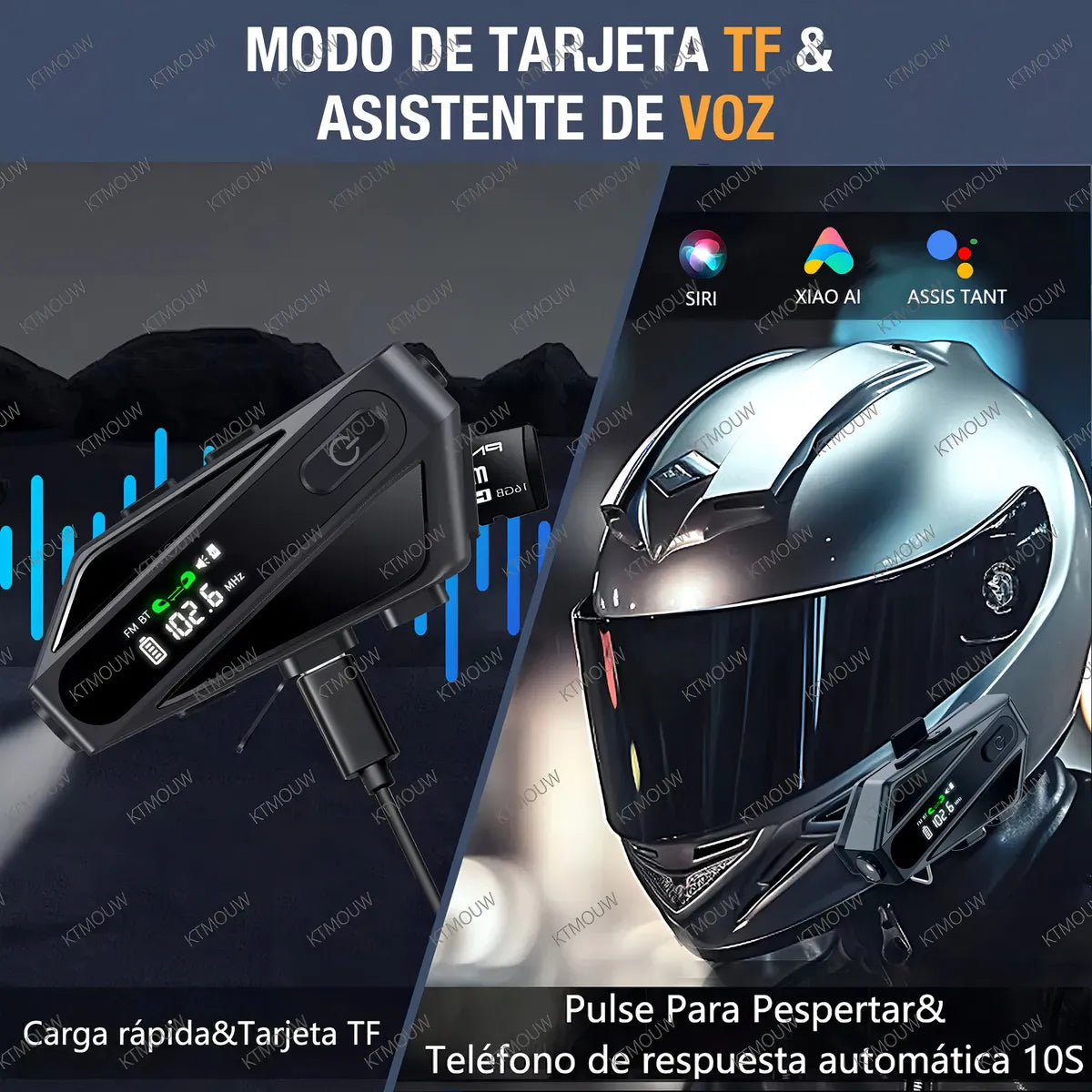Intercomunicadores Bluetooth para Moto - Alcance 800m, IPX7, 2 Piezas