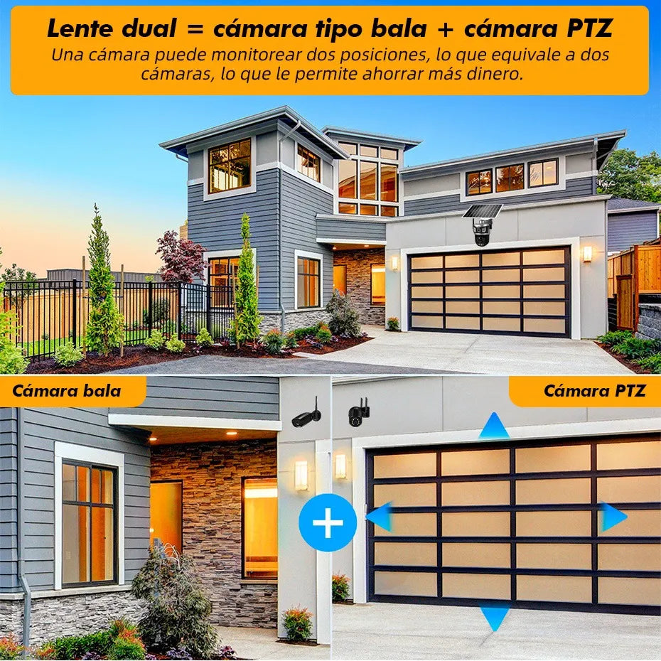 Cámara de Seguridad Solar Wifi Exterior 6MP con Visión Nocturna 360°