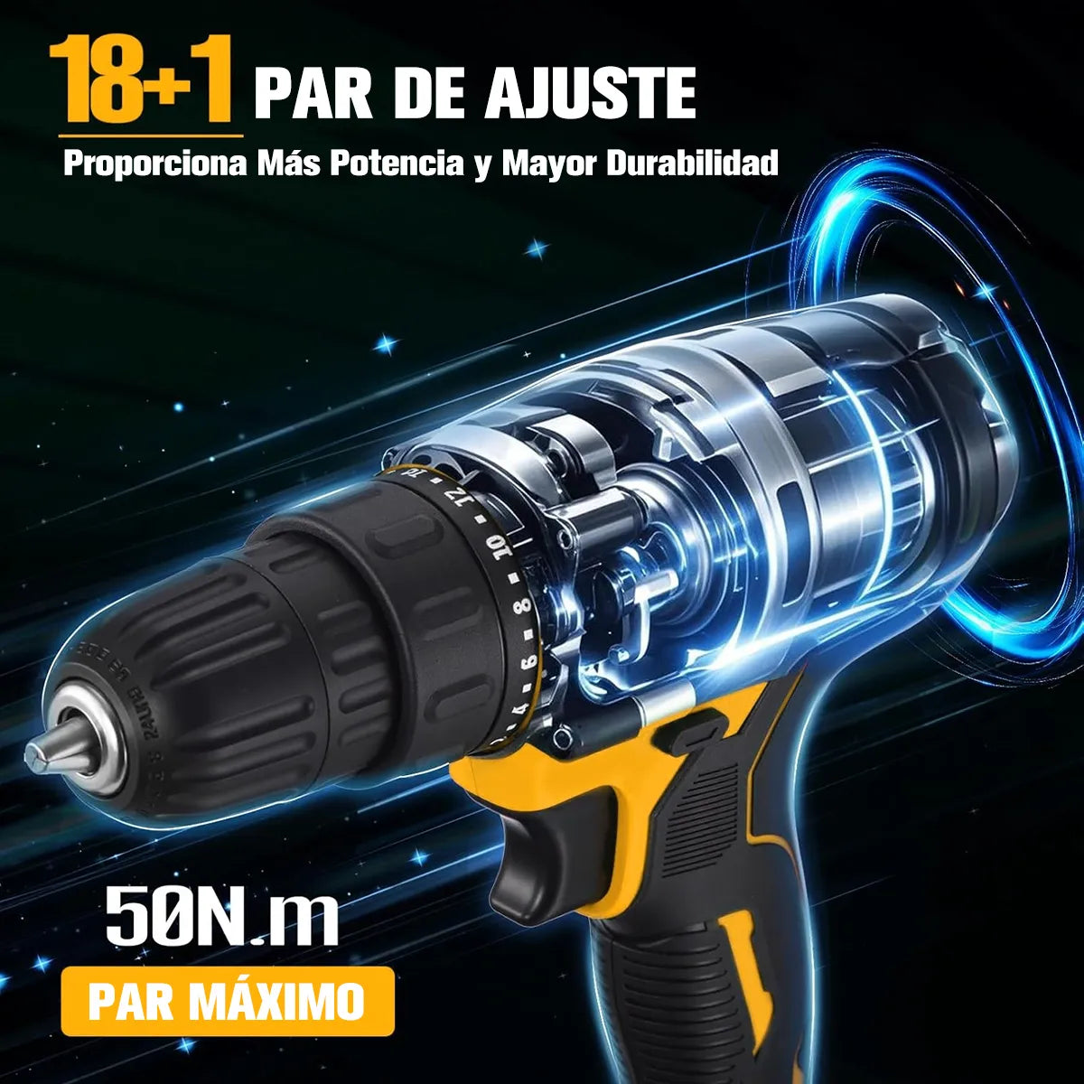 Taladro Destornillador Inalámbrico Kit Completo de Impacto Naranja - Metacompras