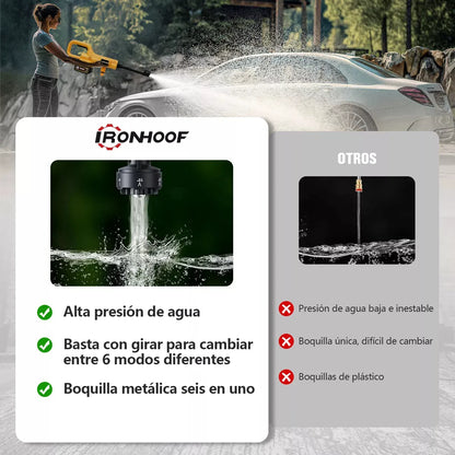 Pistola Hidrolavadora Portátil Eléctrica Inalámbrica 6 en 1 Amarilla
