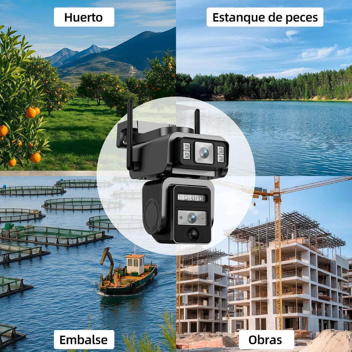 Cámara Solar Doble Lente 1080mp para Vigilancia al Aire Libre - Metacompras