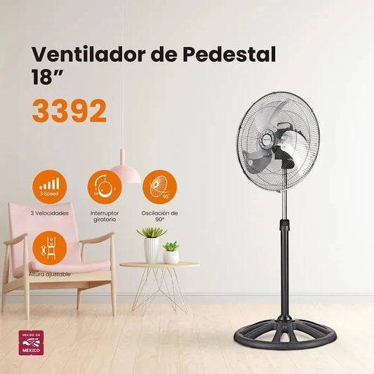 Ventilador de Pedestal de 18 Pulgadas Silencioso y Ajustable