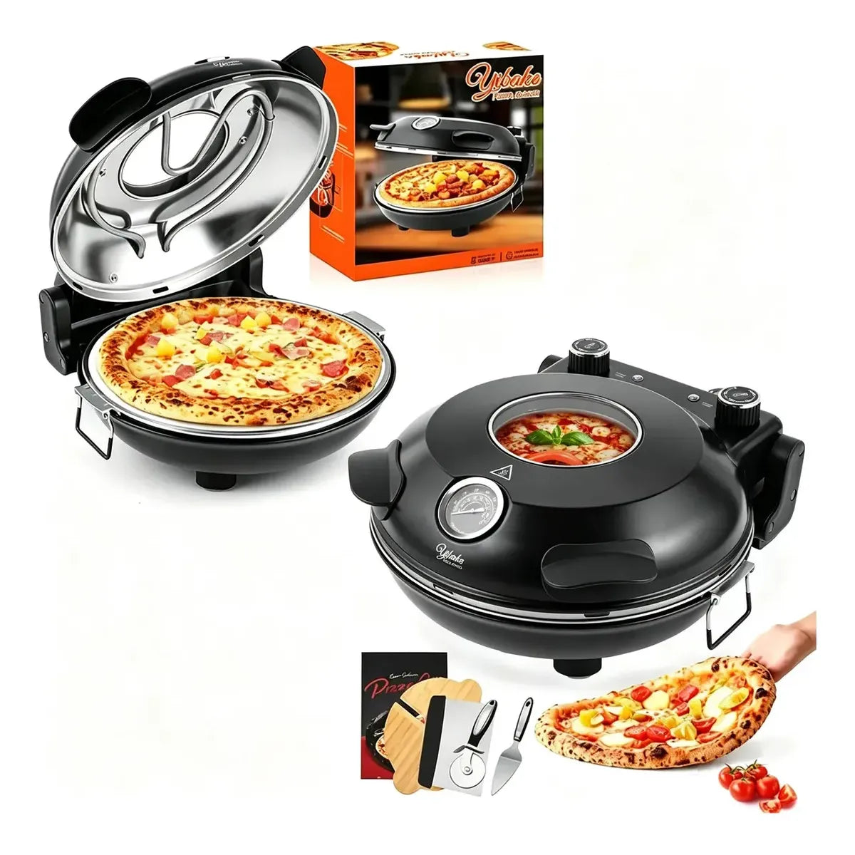 Horno Eléctrico para Pizza con Doble Control de Temperatura y Piedra Cerámica