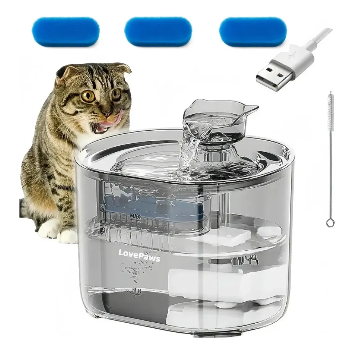 Bebedero Automático para Gatos y Perros con Triple Filtración y Bomba Silenciosa