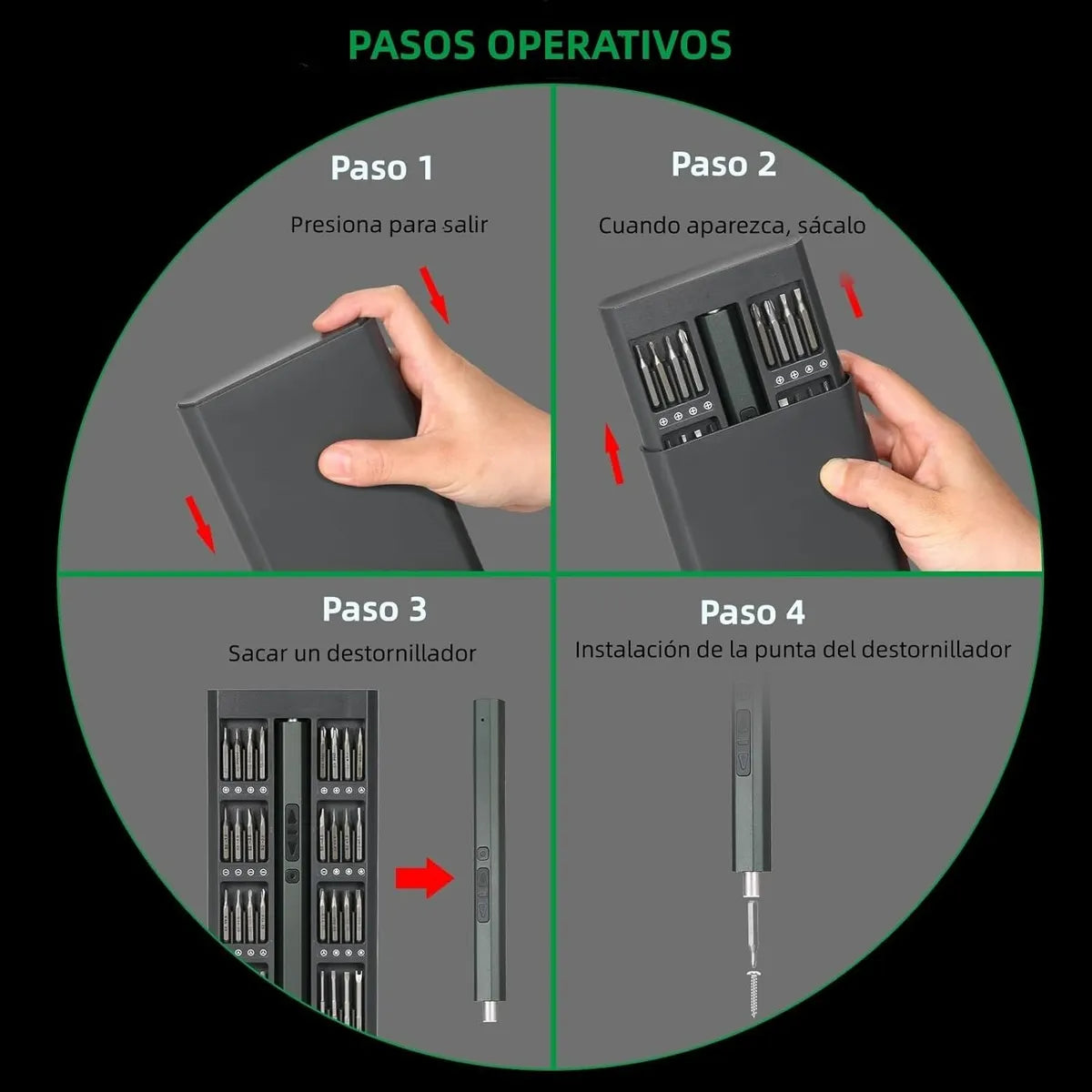Juego de Desarmador Eléctrico Inalámbrico de Precisión 82 Pcs 200 Rpm