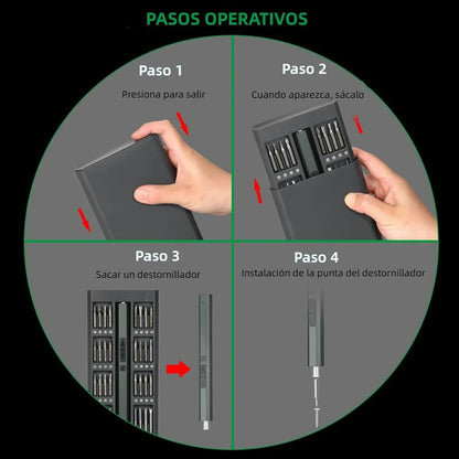 Juego de Desarmador Eléctrico Inalámbrico de Precisión 82 Pcs 200 Rpm
