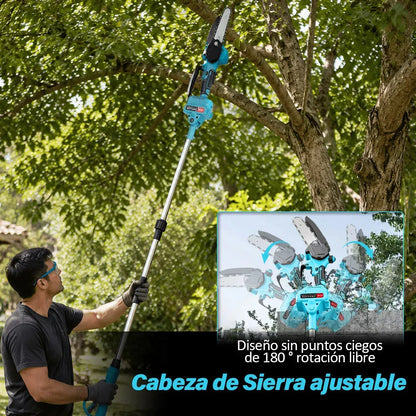 Motosierra y Tijera Eléctrica para Poda de Altura con Baterías y Barra Telescópica