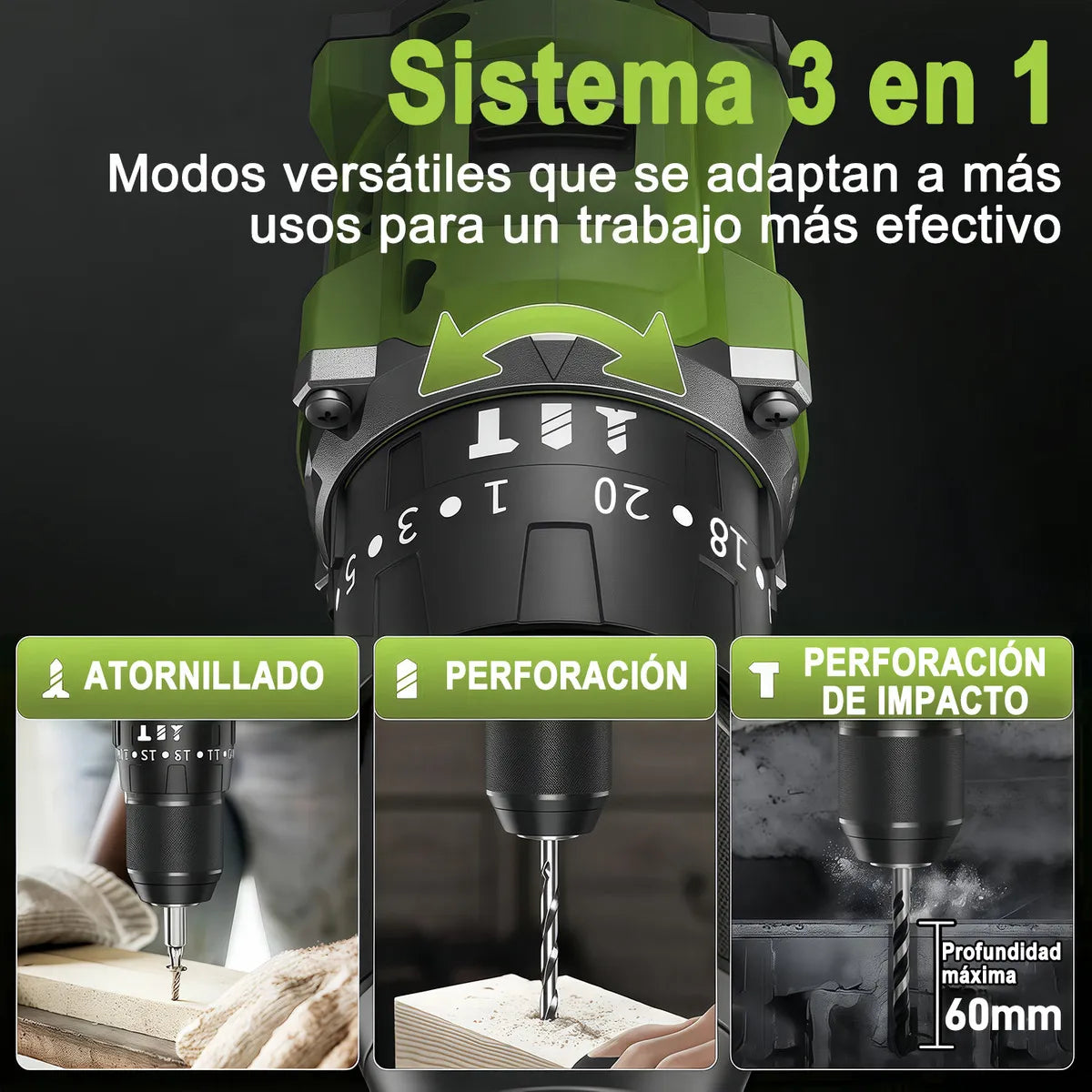 Rotomartillo Inalámbrico 21V Profesional con Kit Completo 3en1 y Accesorios