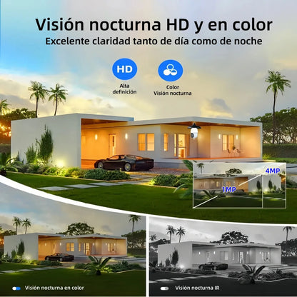 Cámara de Seguridad Wifi HD 360° con Visión Nocturna y Alarma - 2 Piezas - Metacompras