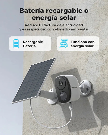 Cámara de Seguridad Solar WiFi Exterior 3MP Recargable Color Blanco - Metacompras