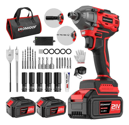 Llave De Impacto Inalámbrica Sin Escobilla Rojo - Potente Taladro Eléctrico - Metacompras