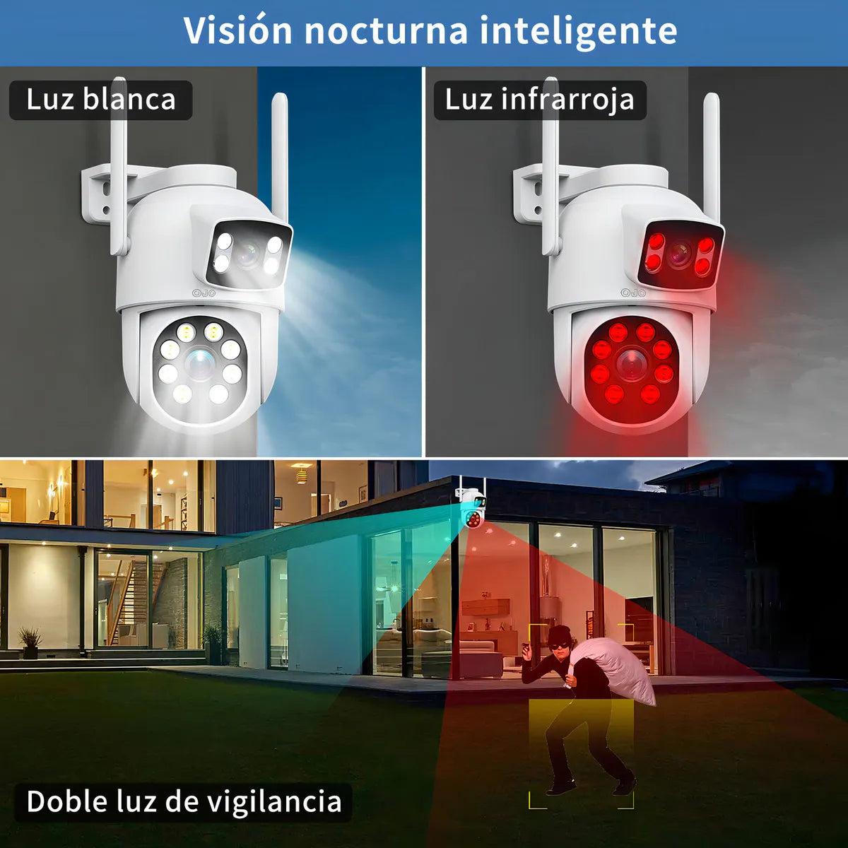 Cámara de Vigilancia Exterior 4K con Doble Pantalla 8MP - Metacompras