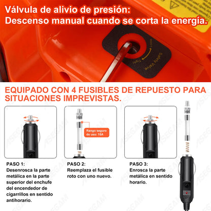 Gato Hidráulico Eléctrico 12v 5 Ton Kit Completo 5 en 1 para Automóviles