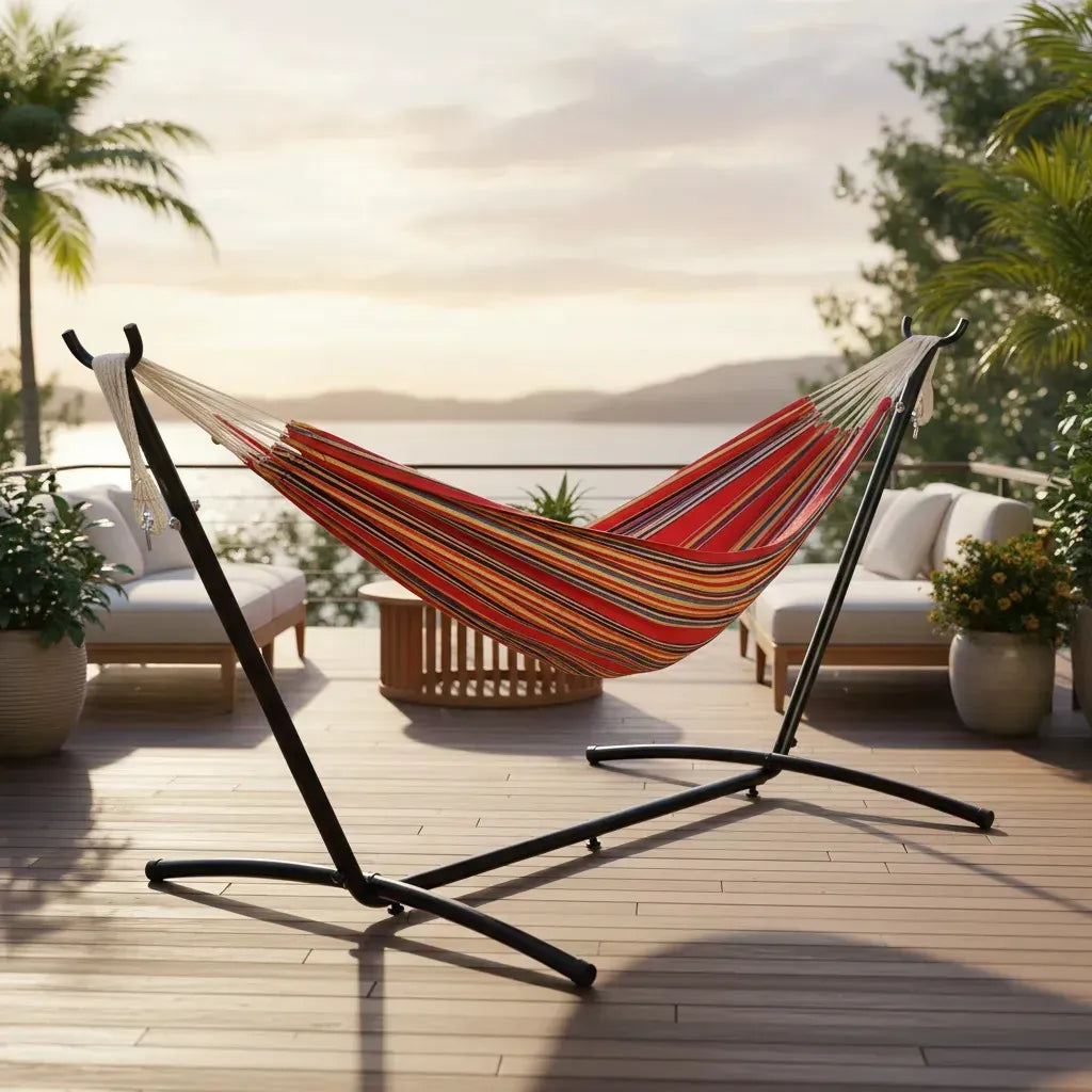 Hamaca Portátil Colgante con Soporte de Acero para Jardín y Relax