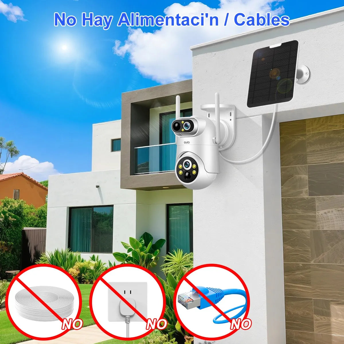 Cámara de Seguridad Solar 12MP con Doble Lente y Pantalla 5G