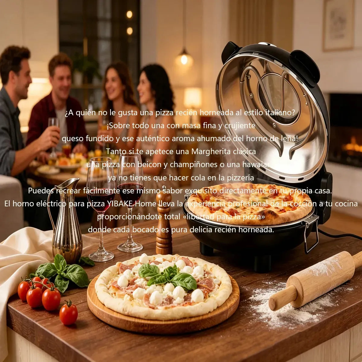 Horno Eléctrico para Pizza con Doble Control de Temperatura y Piedra Cerámica