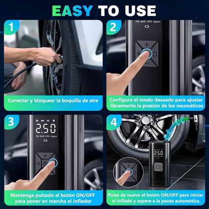 Compresor de Aire Portátil 150 Psi, Inflador Rápido para Llantas