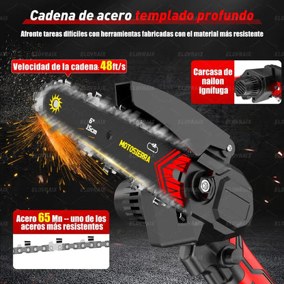 Motosierra Inalámbrica 1500W con Batería de 10000mAh y Accesorios Incluidos