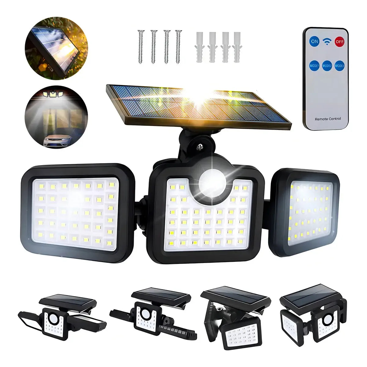 Lámpara Solar con Sensor de Movimiento y 108 LEDs para Exterior