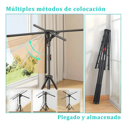 Tendedero Plegable Interactivo con Altura Ajustable y Diseño Compacto